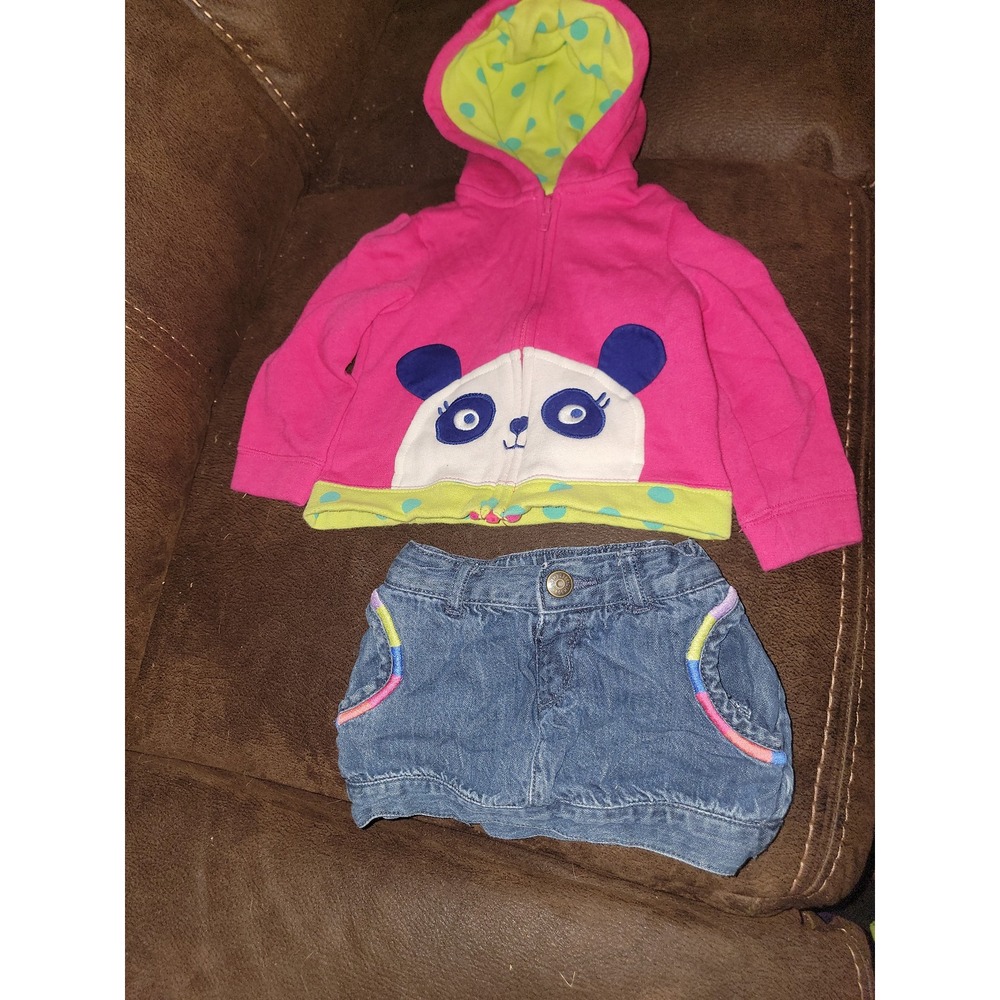 Gymboree color happy‎ panda sweatshirt size 12 24 months skirt size 12 18 months